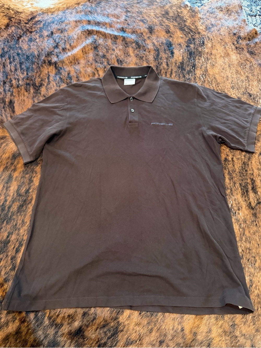 Vintage Authentic Porsche Design Polo Shirt Portugal Rare BROWN Mens Sz XXL New